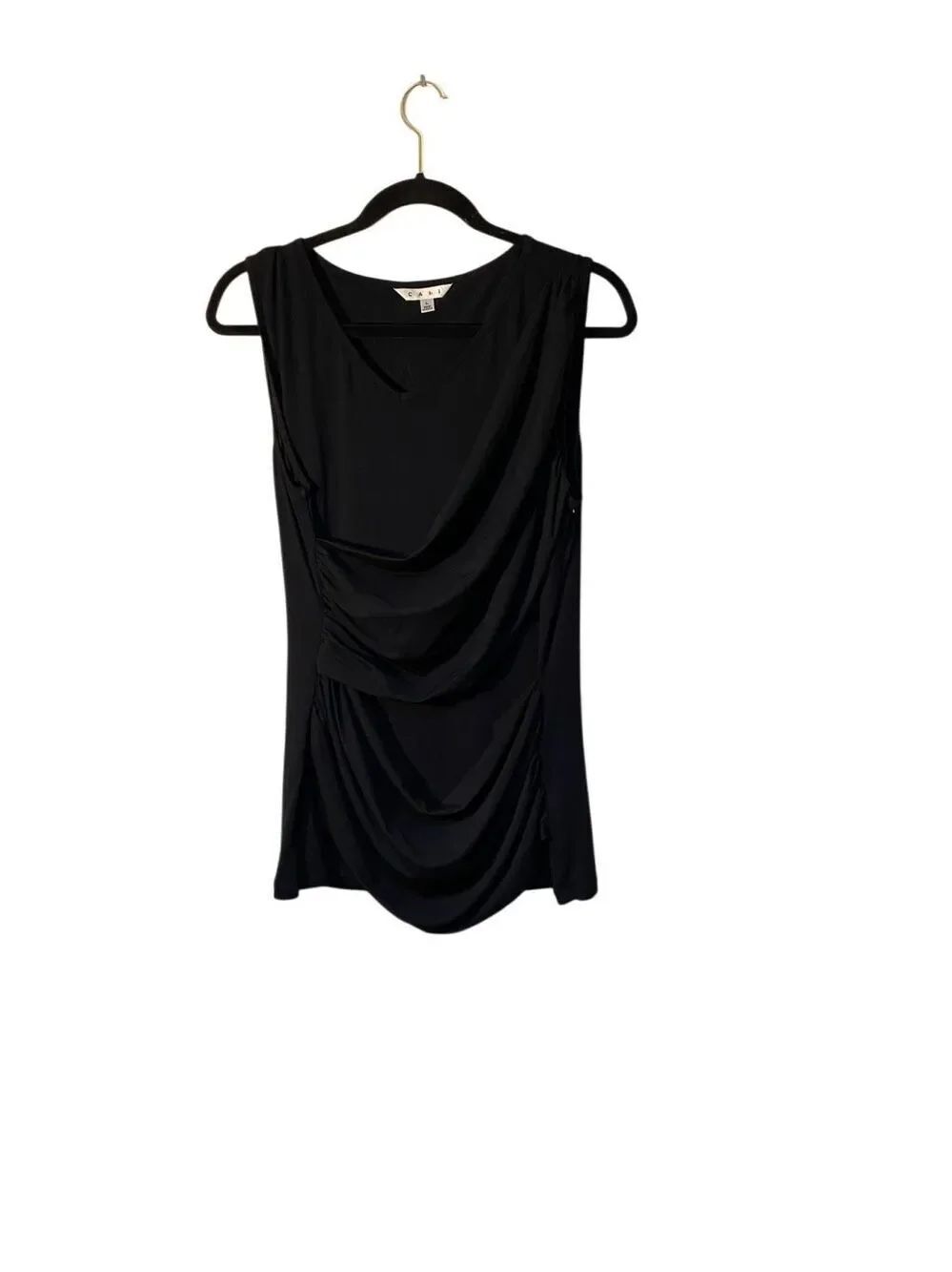 Cabi  women’s black knit stretchy tiered, ruched top large